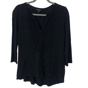Lucky Brand Women black 3/4 Sleeve‎ Size L Top Blouse